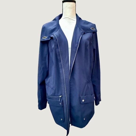 Zenergy by Chico's Jackets & Blazers - Zenergy by Chico's Navy Blue Utility Jacket Zip Front Drawstring Waist Sz 3 (XL)